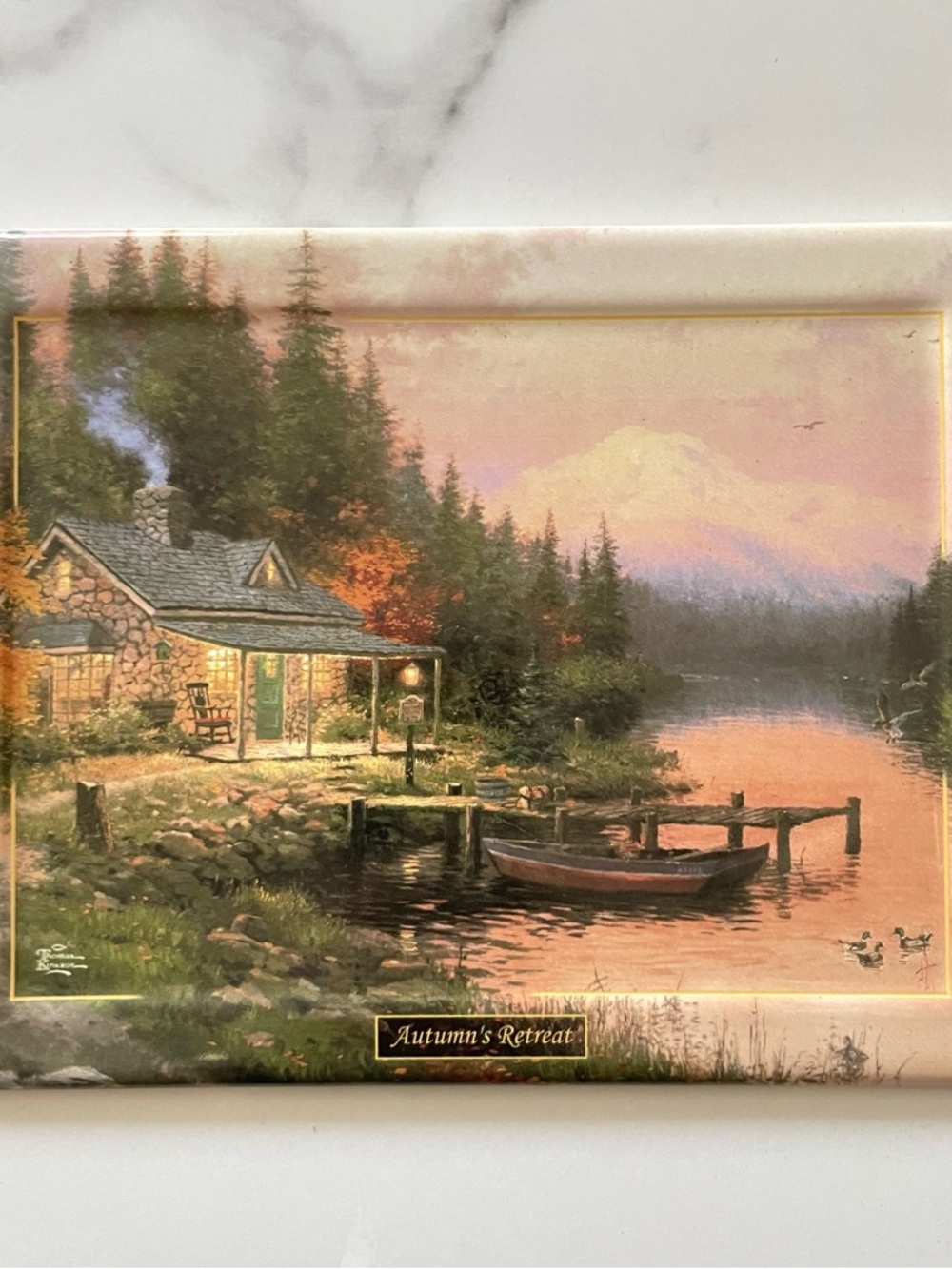 Thomas Kinkade The End Of A Perfect Day Autumn's Retreat Ceramic Wall Plaque